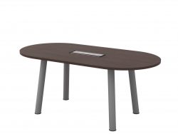 [QOC 18 / QOC 24] Oval Conference Table with Flipper Cover (Metal Round Pole Leg)