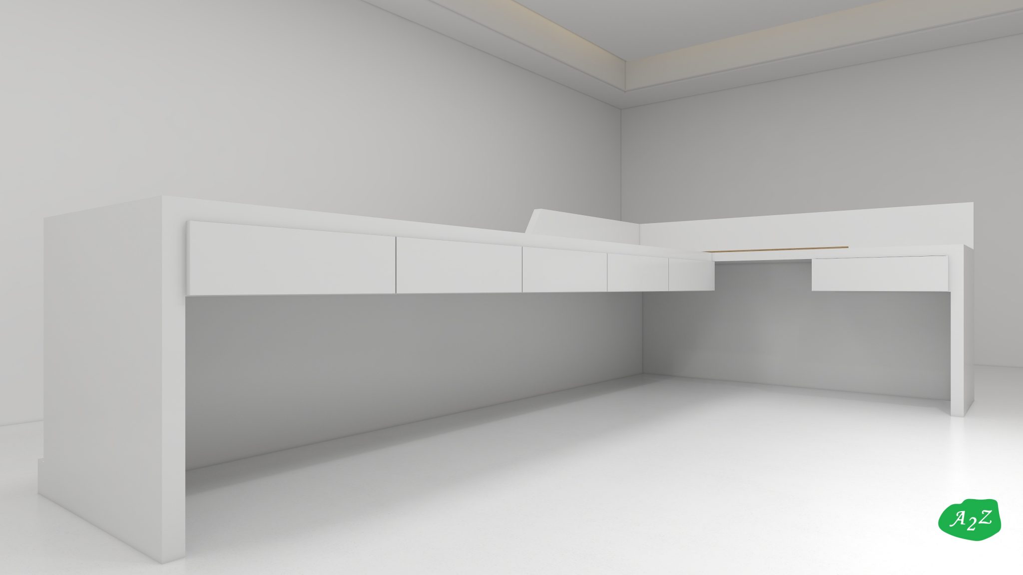 [AZRC-09] Reception Counter (L-Shape) with Pull Out Drawer & LED Light ...